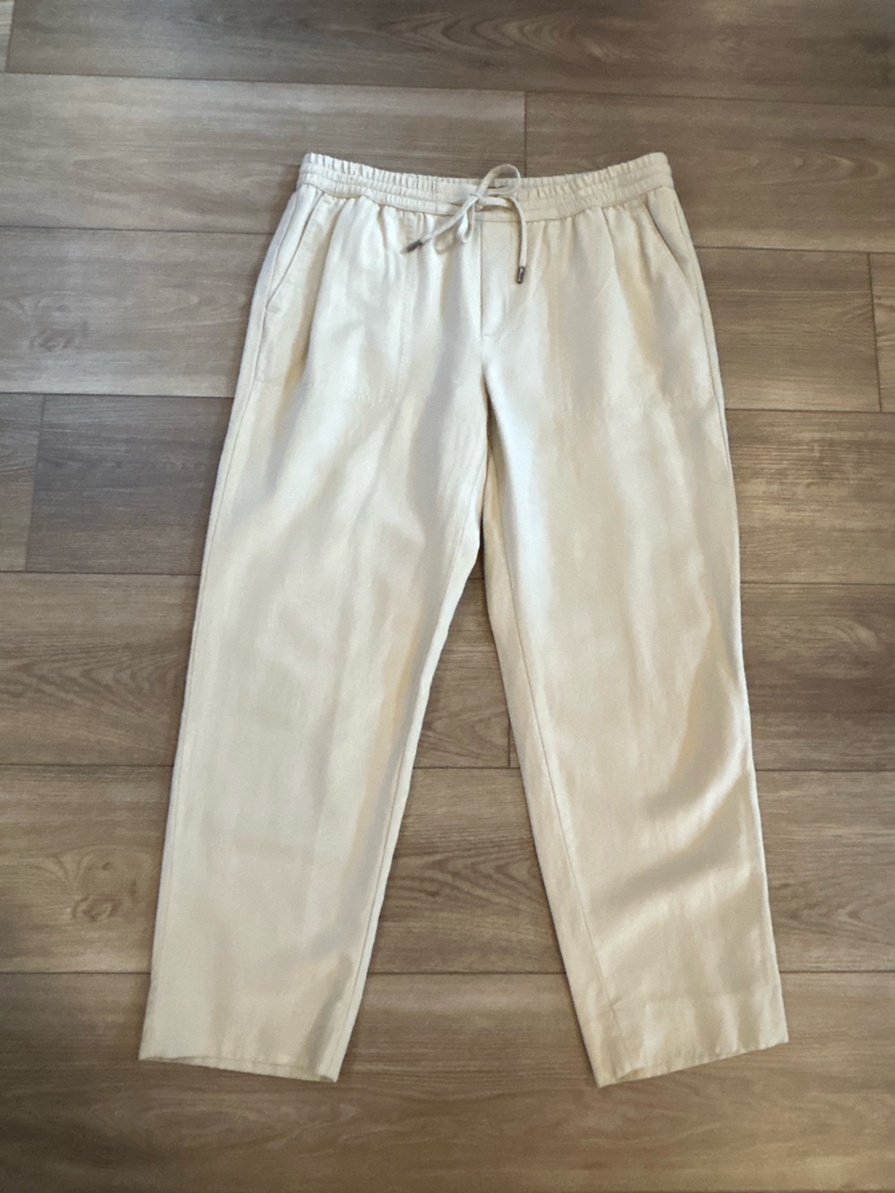 Banana Republic Linen Lyocell Pull On Ankle Pants Beige Small